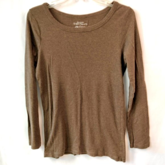 Daisy Fuentes LARGE My Favorite Layering Tee Long Sleeve Heather Brown - Picture 6 of 8
